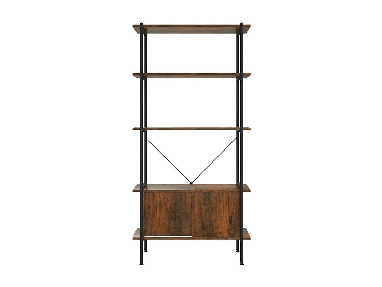 Regal mit 5 Böden und Schrank 80x40x163 cm Stahl Holzwerkstoff