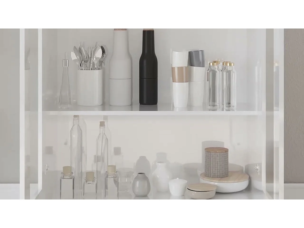 Vitrinekast 82,5x30,5x185 cm bewerkt hout hoogglans wit