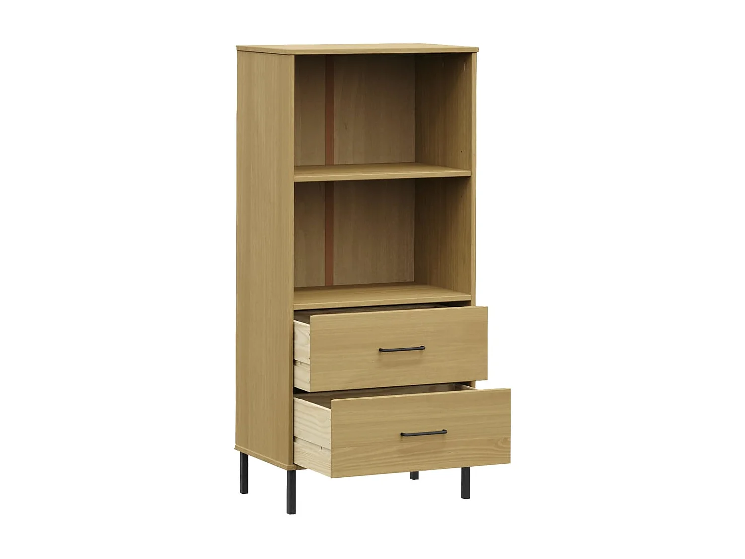 Bibliothèque à 2 tiroirs Marron 60x35x128,5 cm Bois massif OSLO