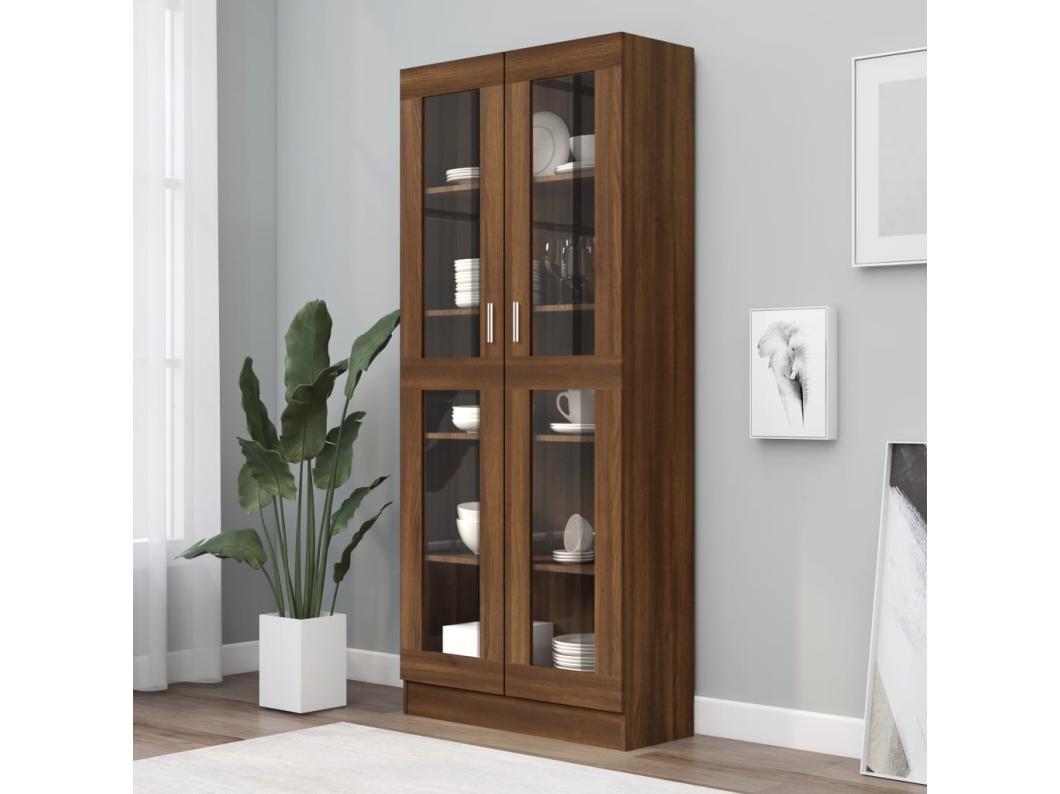 Vitrina madera contrachapada roble marrón 82,5x30,5x185,5 cm
