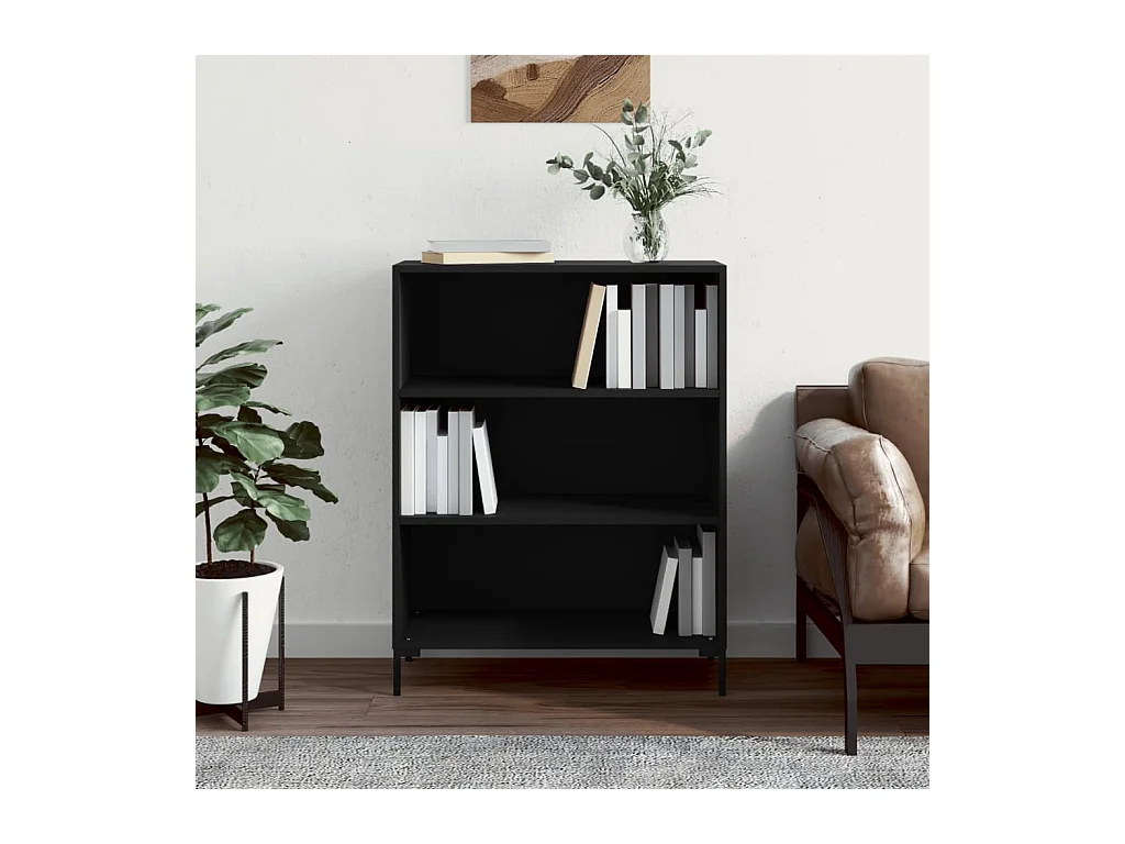 Bibliothèque noir 69,5x32,5x90 cm bois d'ingénierie