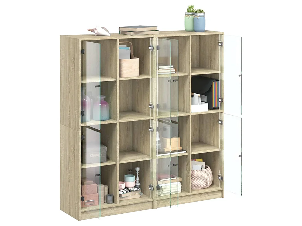 Bibliothèque avec portes chêne sonoma 136x37x142 cm