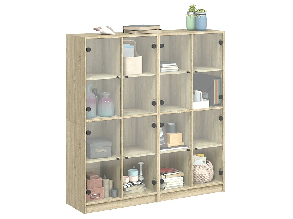 Bibliothèque avec portes chêne sonoma 136x37x142 cm