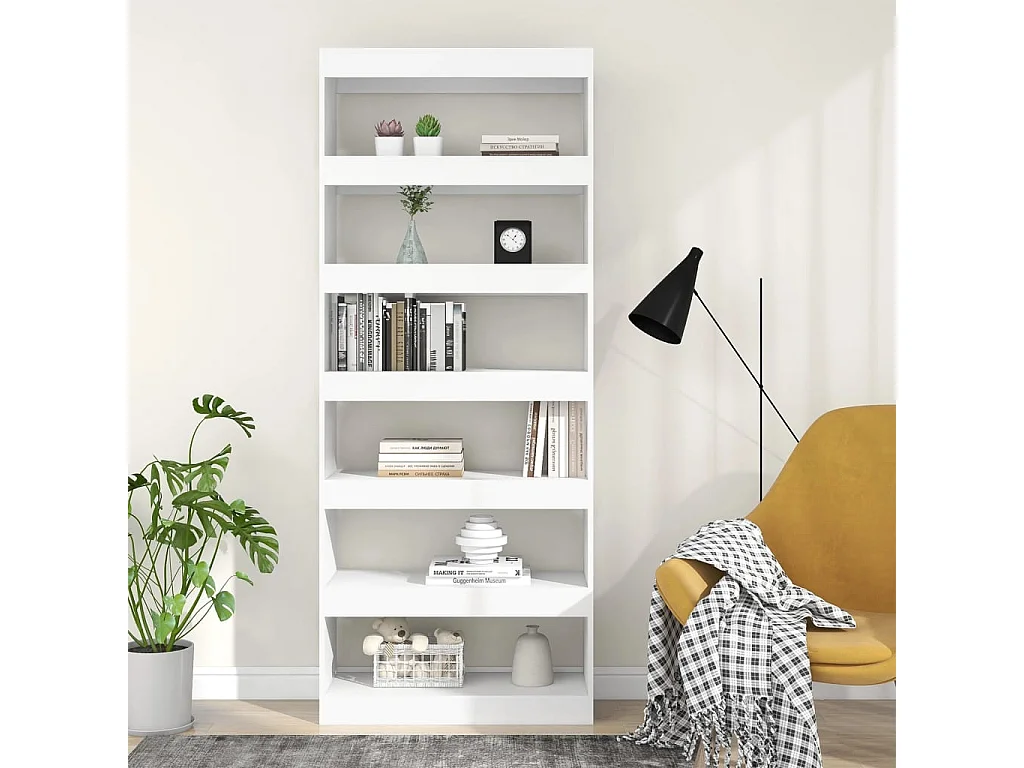 Boekenkast/kamerscherm 80x30x198 cm bewerkt hout wit