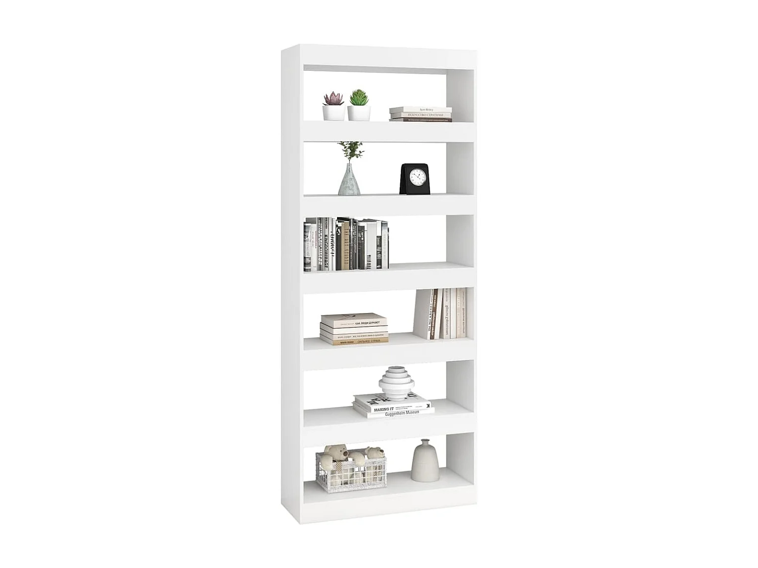 Boekenkast/kamerscherm 80x30x198 cm bewerkt hout wit