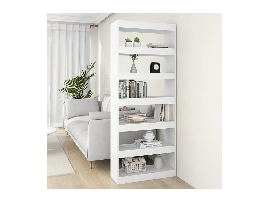 Bücherregal/Raumteiler Weiß 80x30x198 cm Holzwerkstoff