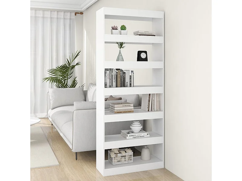 Bibliothèque/Séparateur de pièce blanc bois d'ingénierie