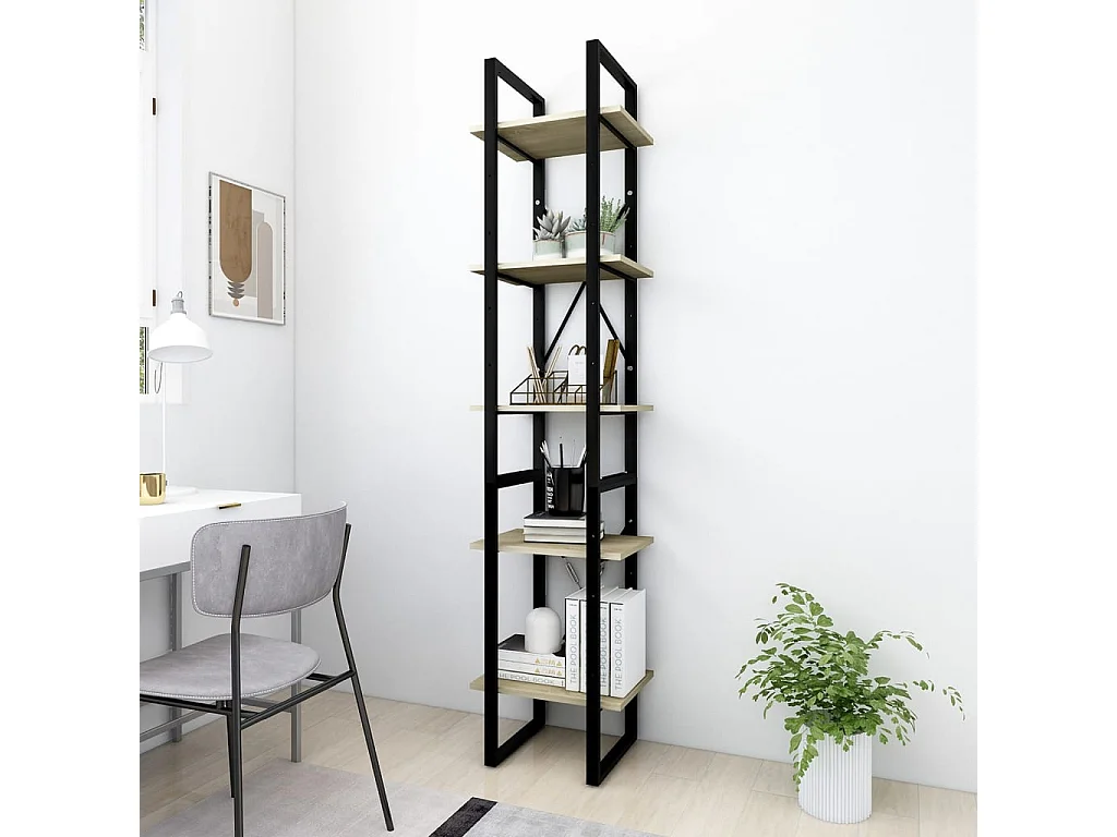 Boekenkast 5 schappen 40x30x175 cm bewerkt hout sonoma eiken