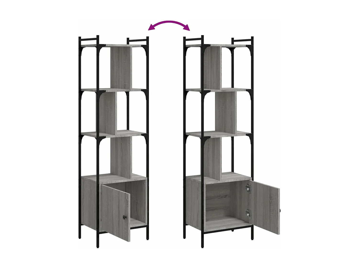 Bibliothèque avec porte sonoma gris 44,5x30x154,5 cm