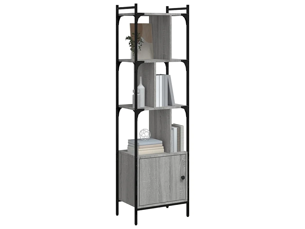 Bibliothèque avec porte sonoma gris 44,5x30x154,5 cm