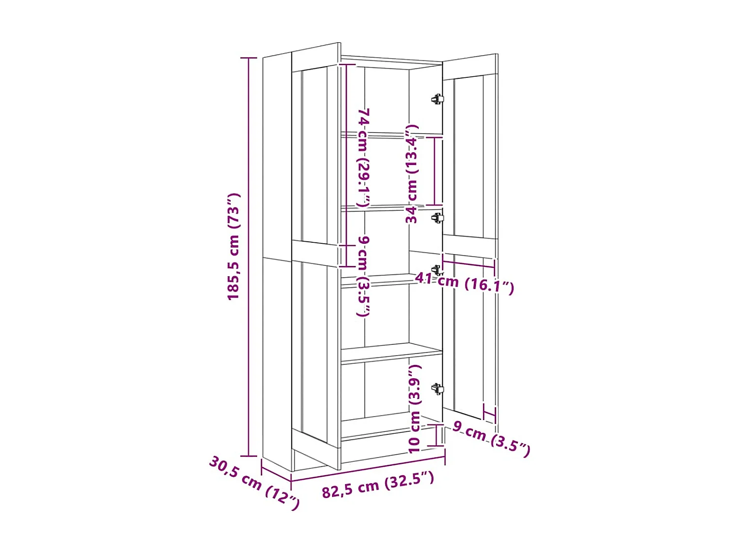 Boekenkast 82,5x30,5x185,5 cm bewerkt hout grijs sonoma eiken