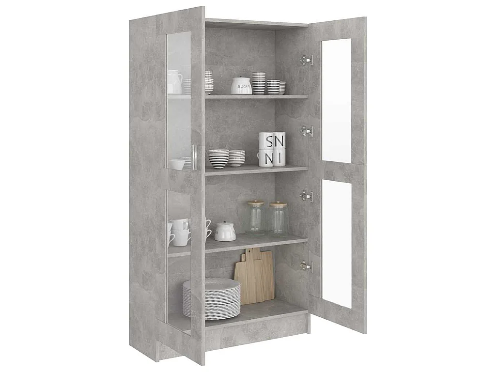 Vitrinenschrank Betongrau 82,5x30,5x150 cm Holzwerkstoff