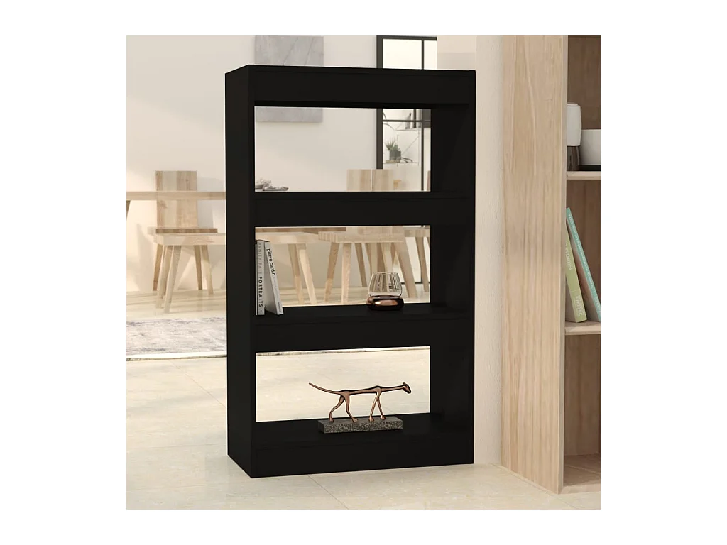 Bibliothèque/séparateur de pièce noir bois d'ingénierie