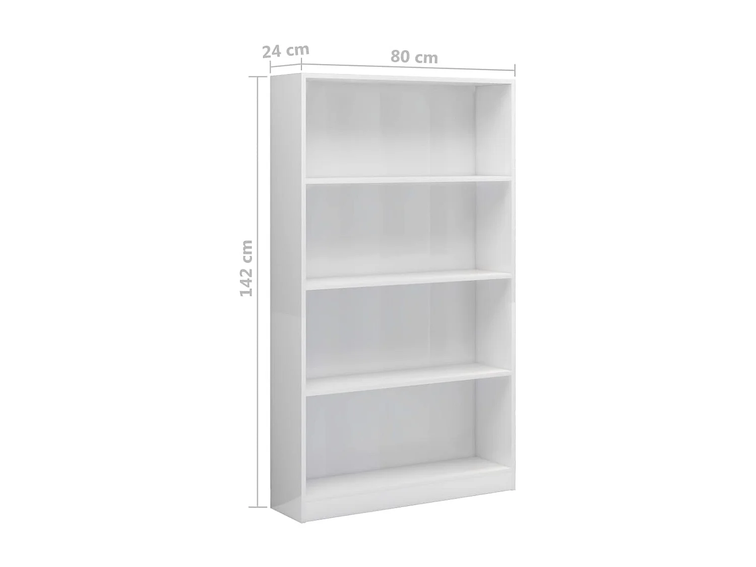 Bibliothèque à 4 niveaux Blanc brillant Bois d’ingénierie