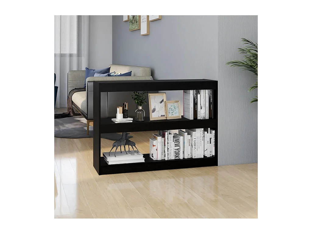 Bibliothèque/Séparateur de pièce Noir 100x30x71,5 cm Pin massif