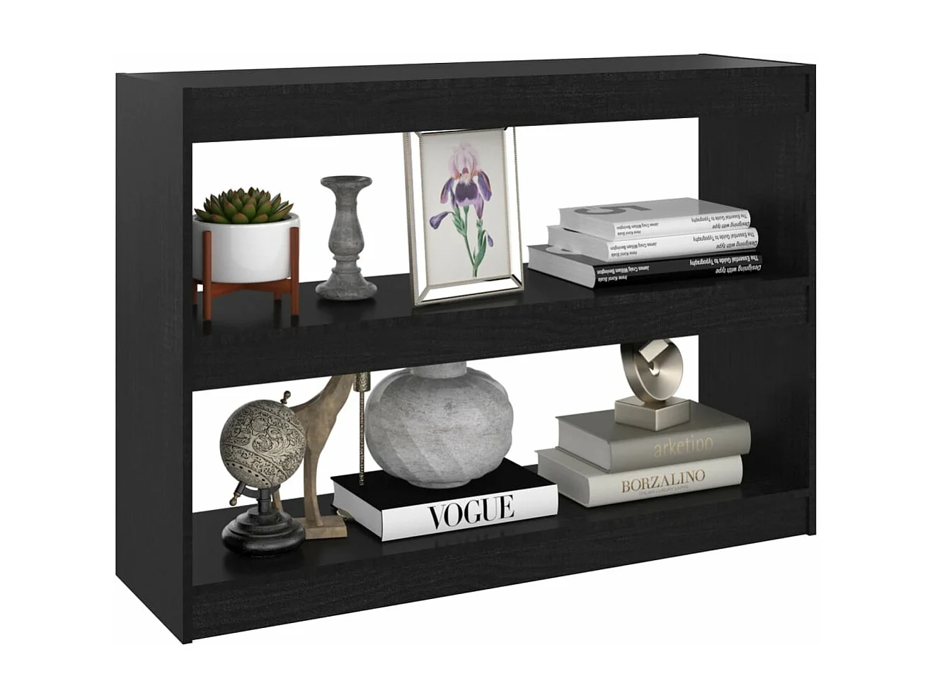 Bibliothèque/Séparateur de pièce Noir 100x30x71,5 cm Pin massif