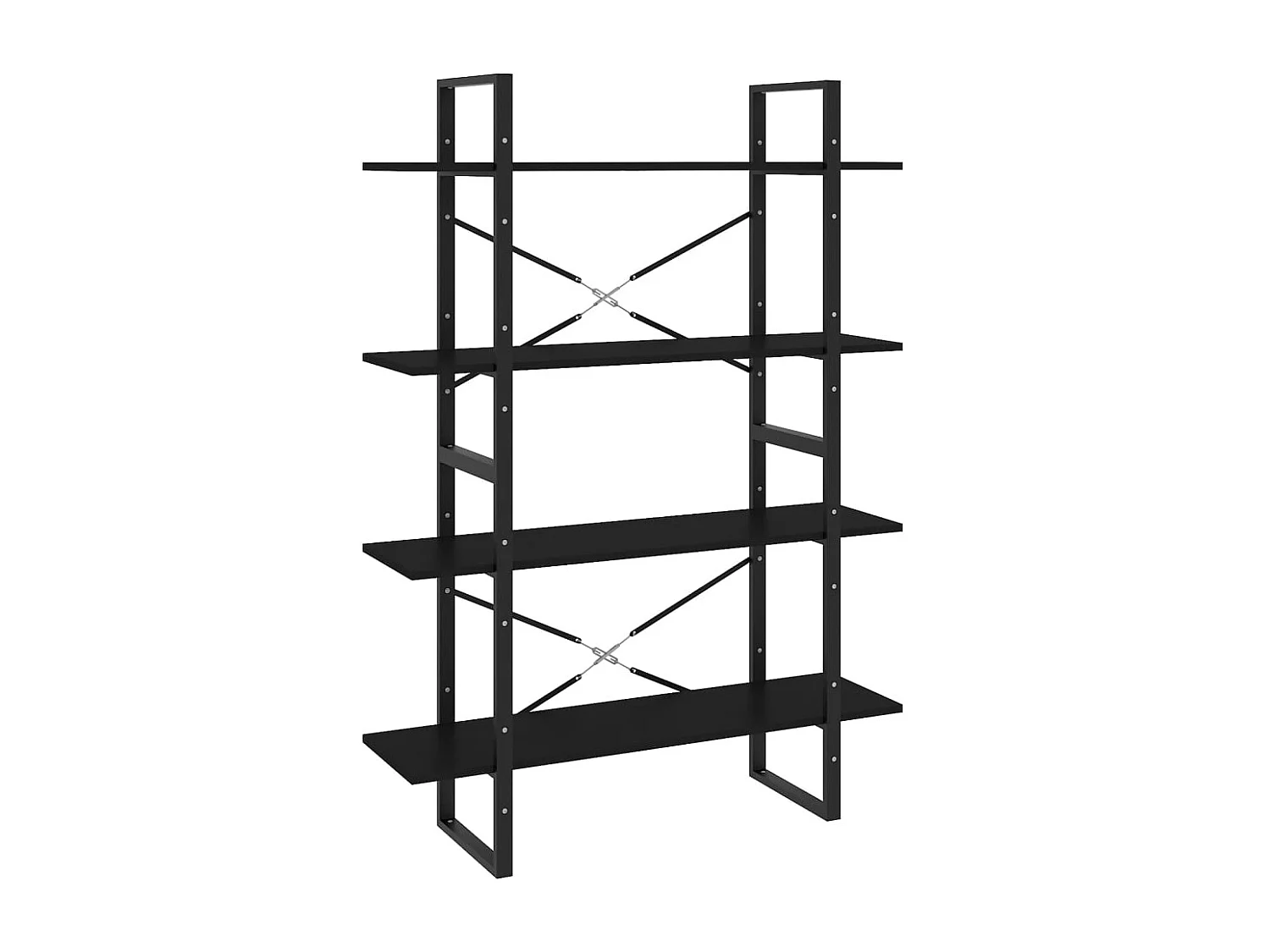 Bibliothèque à 4 niveaux noir 100x30x140 cm bois d'ingénierie