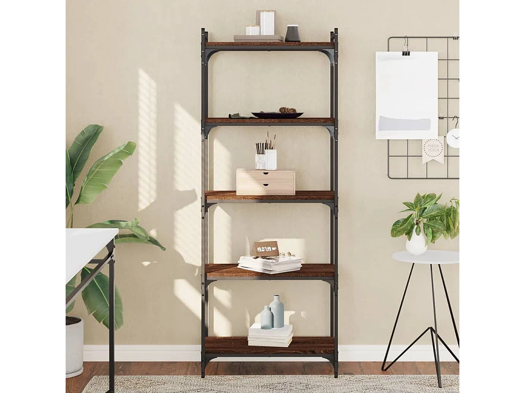 Bibliothèque 5 niveaux chêne marron 60x30x154cm bois ingénierie