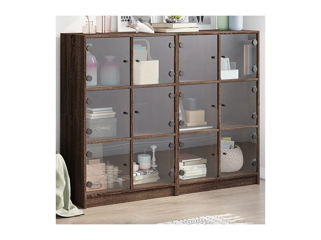 Bücherregal mit Türen Braun Eichen-Optik 136x37x109 cm