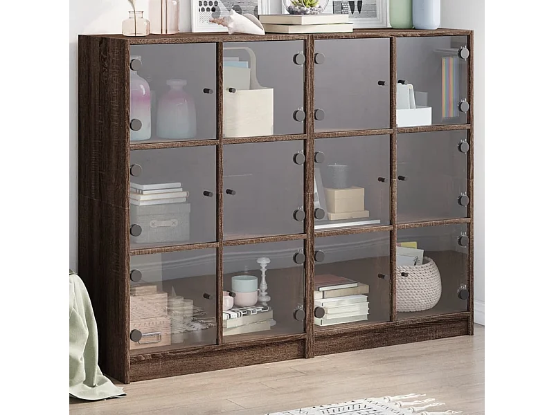 Bibliothèque avec portes chêne marron 136x37x109 cm