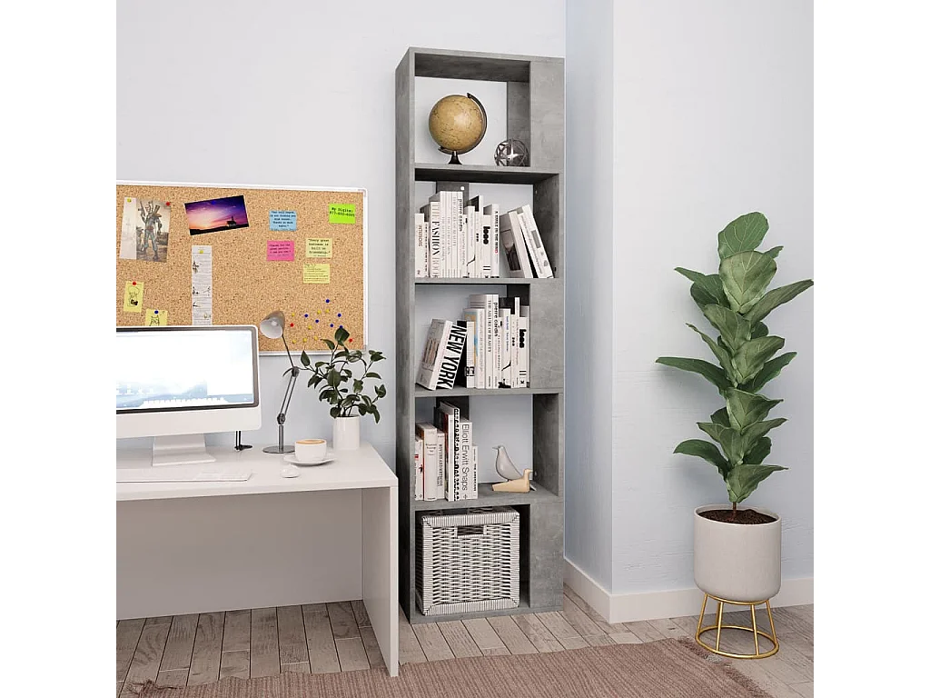 Bibliothèque/Séparateur de pièce Gris béton Bois d’ingénierie