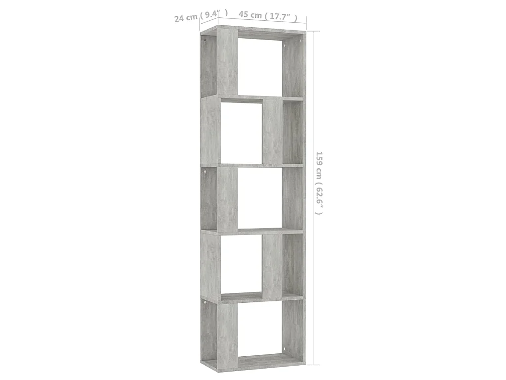 Bibliothèque/Séparateur de pièce Gris béton Bois d’ingénierie