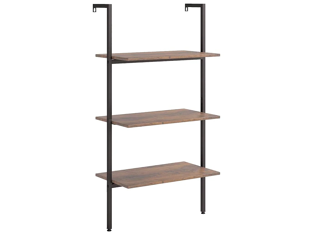 Étagère inclinée à 3 niveaux Marron foncé et noir 64x35x120,5cm