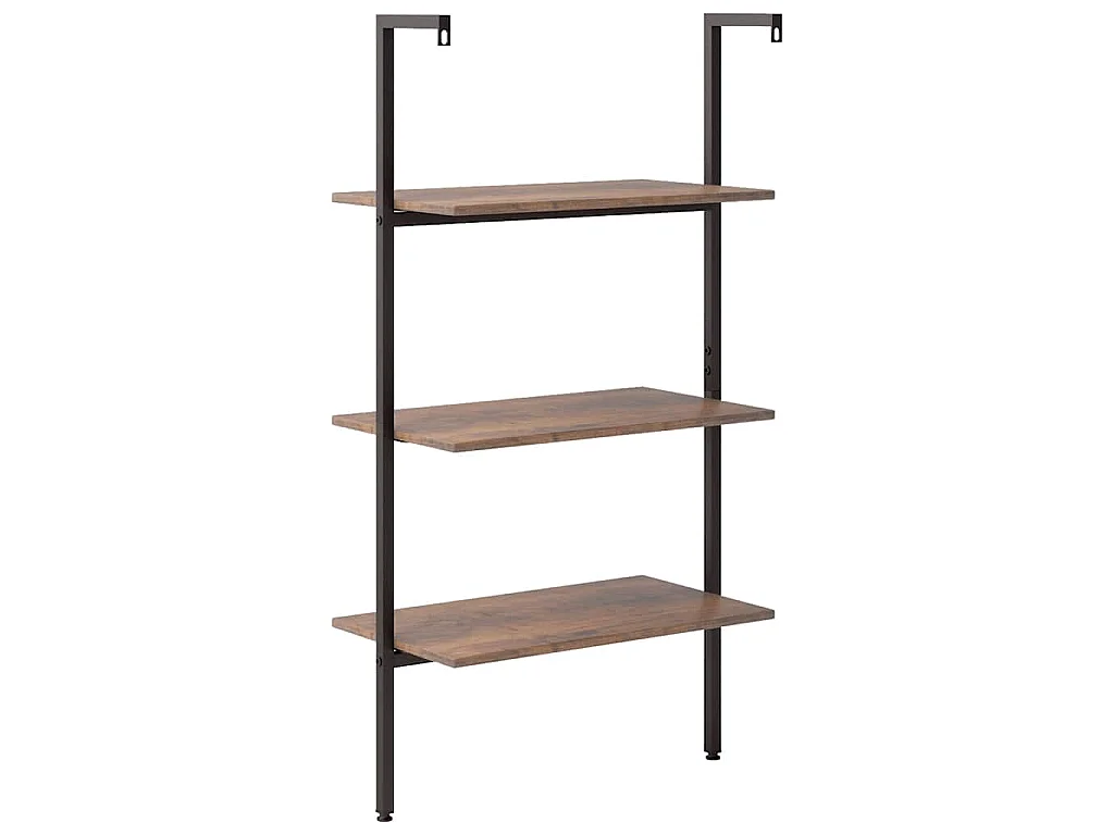 Étagère inclinée à 3 niveaux Marron foncé et noir 64x35x120,5cm