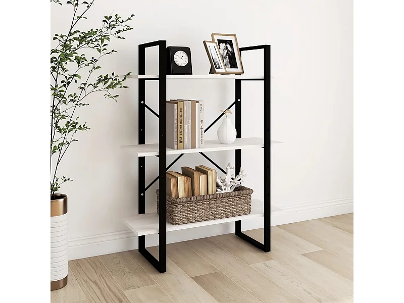 Boekenkast met 3 schappen 80x30x105 cm massief grenenhout wit