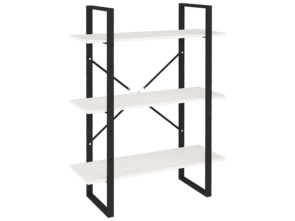 Bibliothèque à 3 niveaux Blanc 80x30x105 cm Bois de pin massif