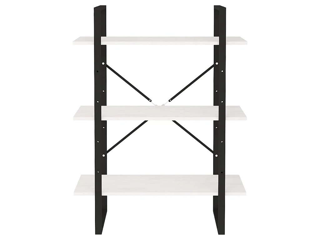 Bibliothèque à 3 niveaux Blanc 80x30x105 cm Bois de pin massif