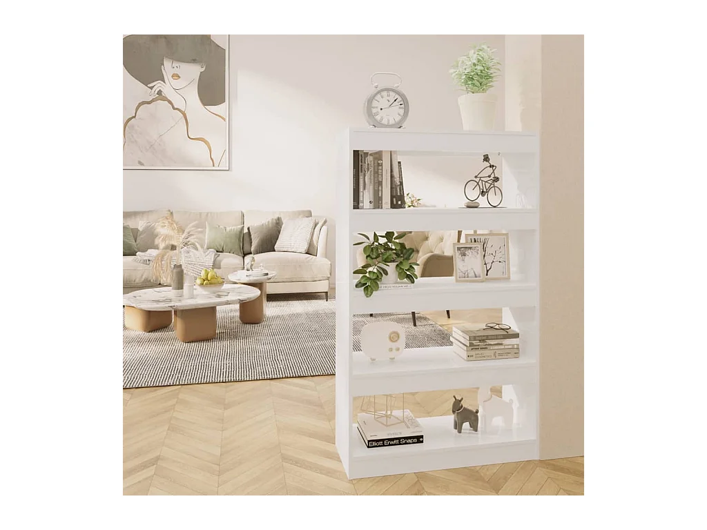 Bibliothèque/Séparateur de pièce Blanc brillant bois ingénierie