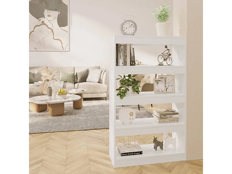 Bücherregal/Raumteiler Hochglanz-Weiß 80x30x135cm Holzwerkstoff