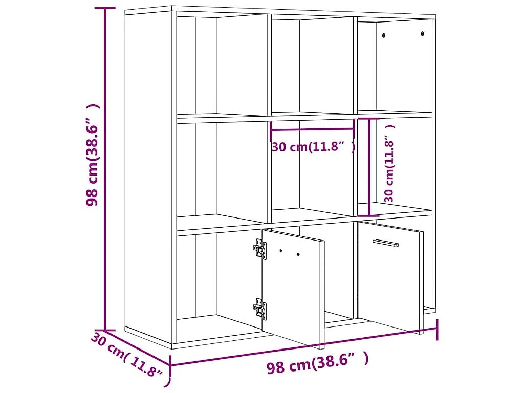 Boekenkast 98x30x98 cm bewerkt hout betongrijs