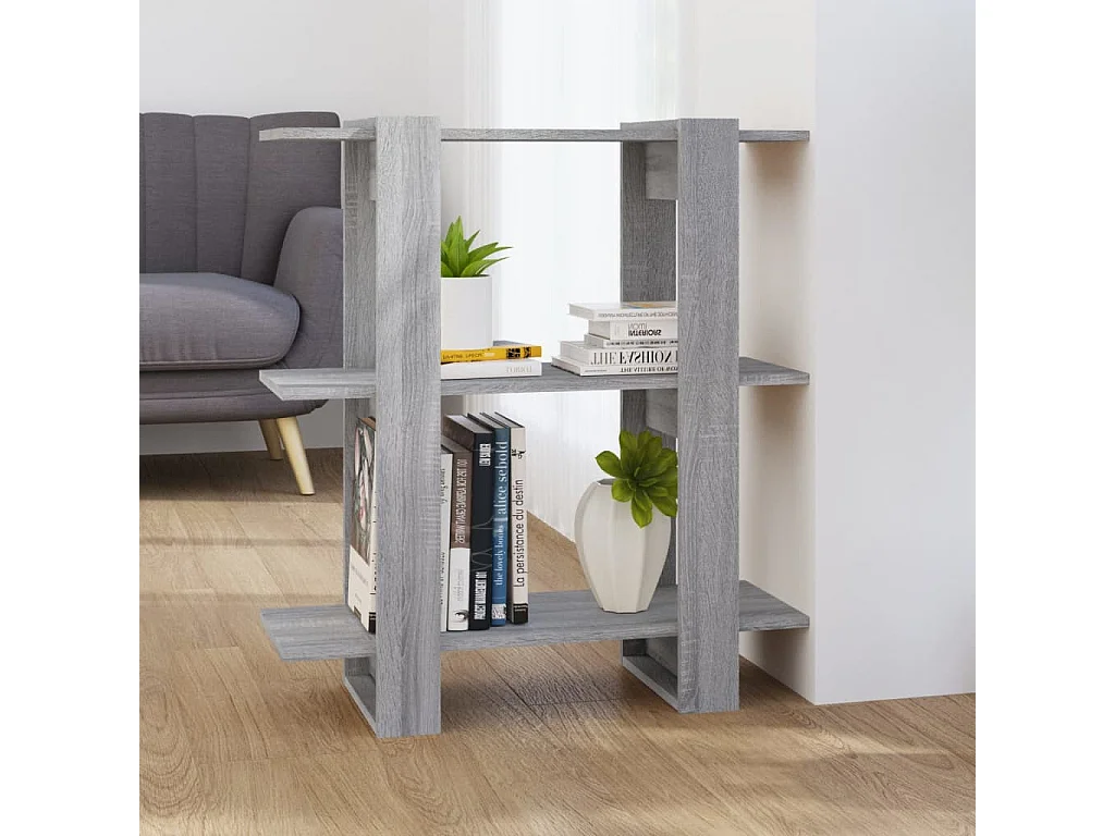 Bibliothèque/Séparateur de pièce sonoma gris 80x30x87 cm