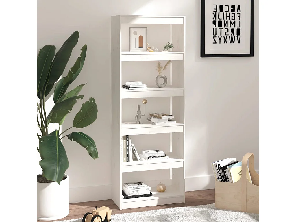 Bibliothèque/Séparateur de pièce Blanc 60x30x167,5cm Pin massif