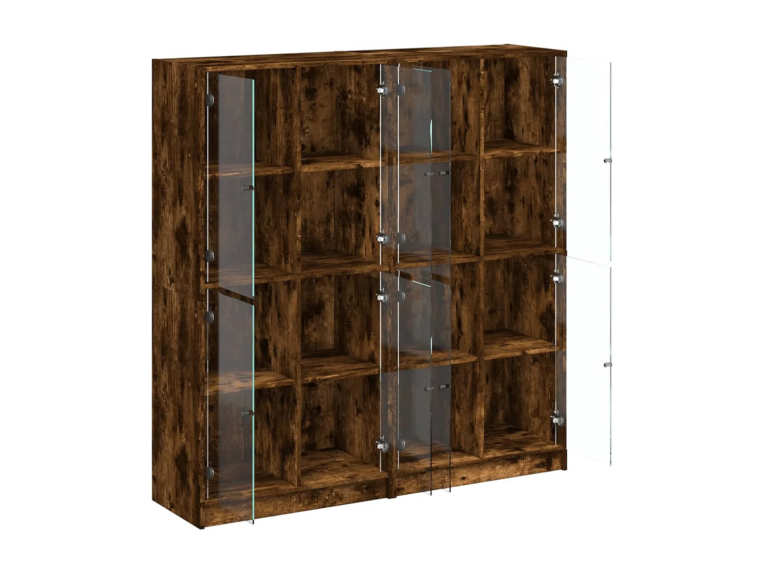 Bibliothèque avec portes chêne fumé 136x37x142 cm
