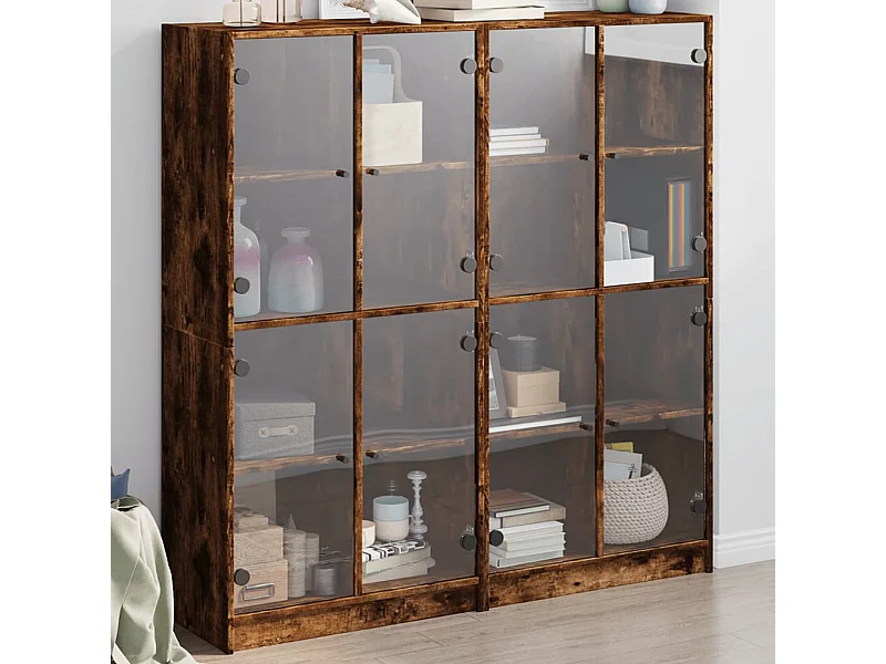 Bücherschrank mit Türen Räuchereiche 136x37x142cm Holzwerkstoff