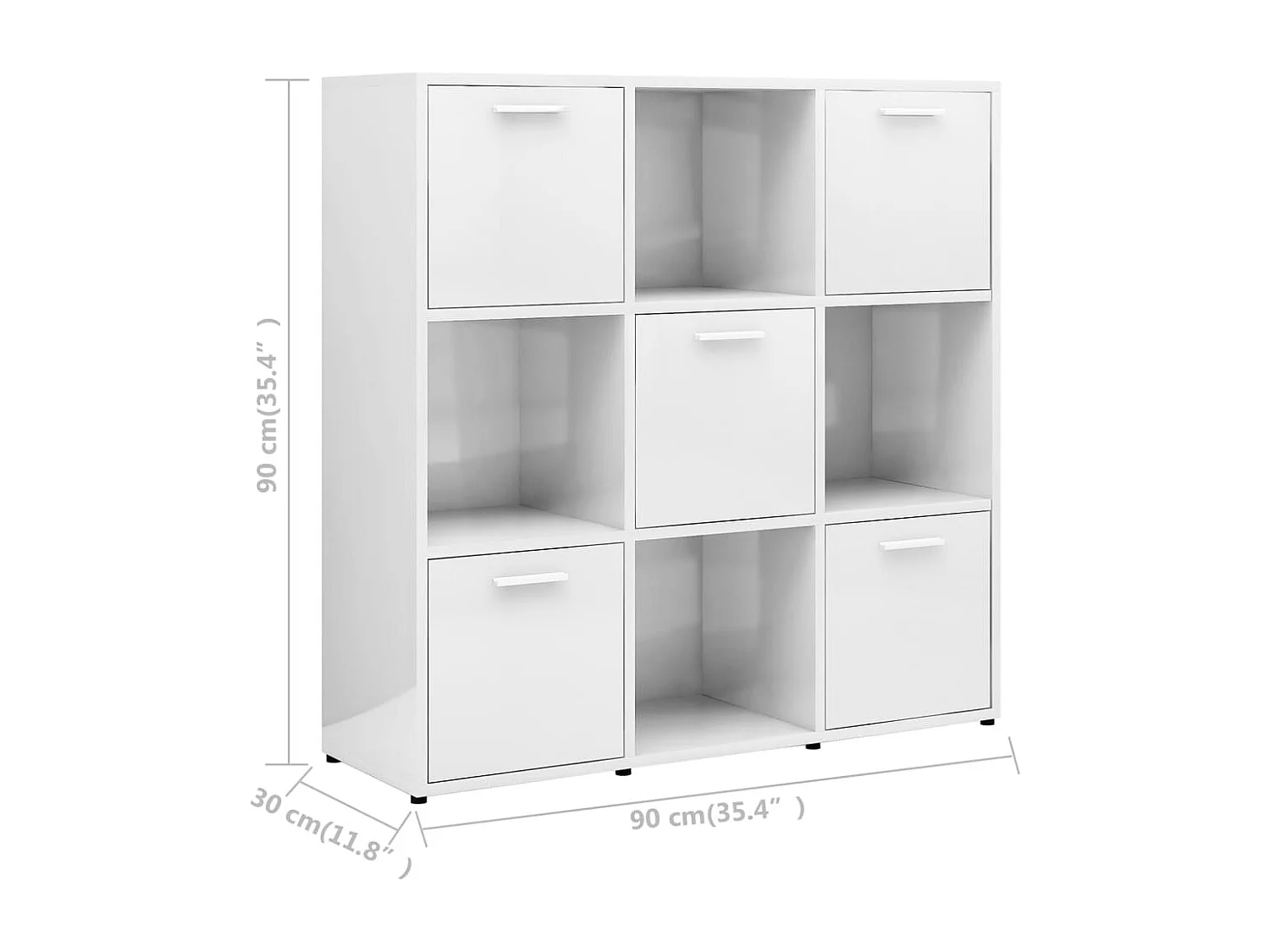 Bibliothèque Blanc brillant 90x30x90 cm Bois d’ingénierie