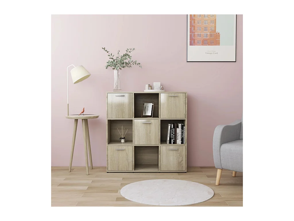Boekenkast 90x30x90 cm bewerkt hout sonoma eikenkleurig