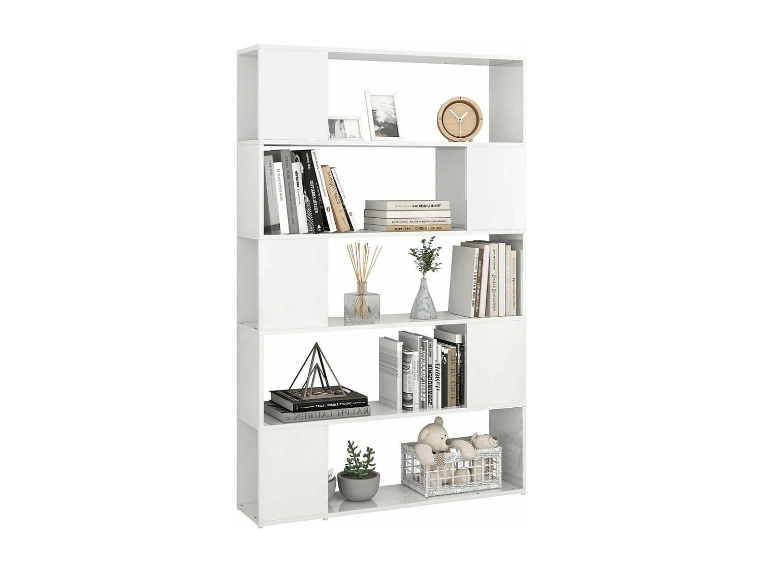 Libreria/Divisorio Bianco Lucido in Legno Multistrato