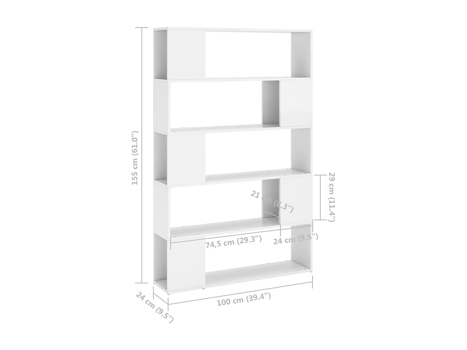 Libreria/Divisorio Bianco Lucido in Legno Multistrato