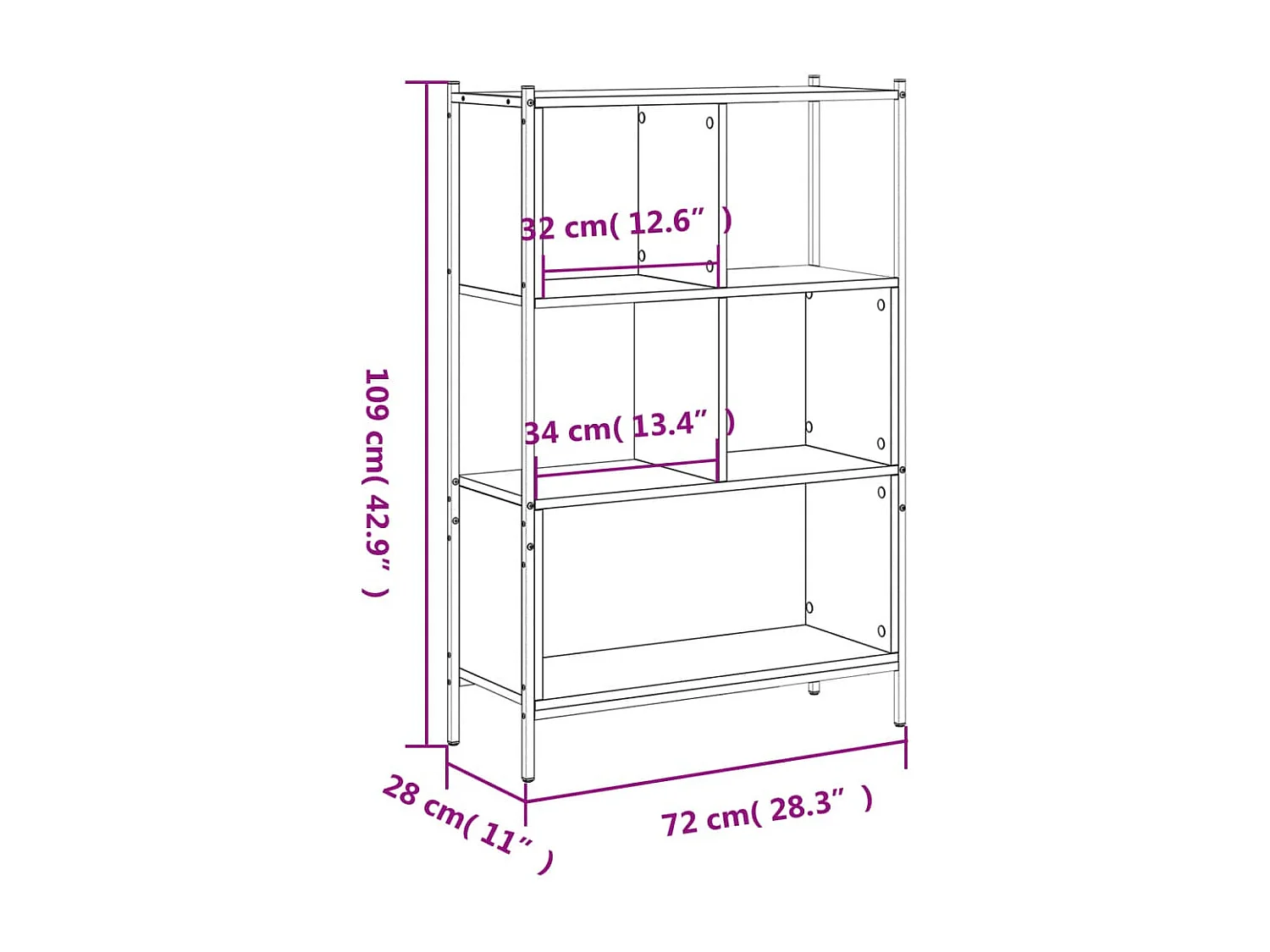 Bibliothèque chêne marron 72x28x109 cm bois d'ingénierie
