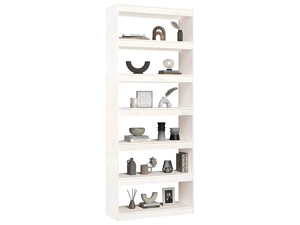 Boekenkast/kamerscherm 80x30x199,5 cm massief grenenhout wit