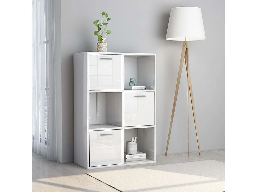 Armoire de rangement Blanc brillant Bois d'ingénierie