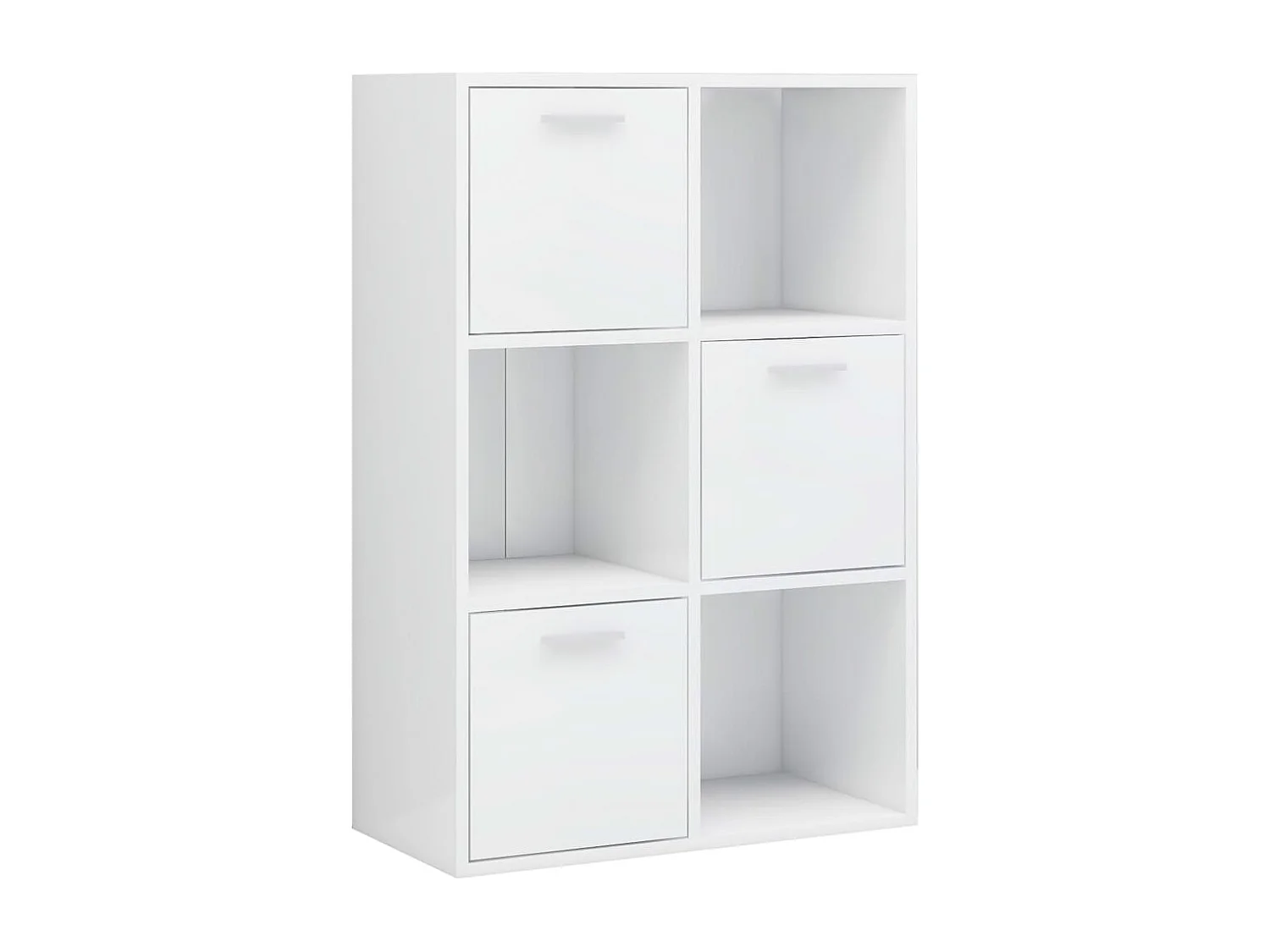 Armário de arrumação derivados de madeira branco brilhante