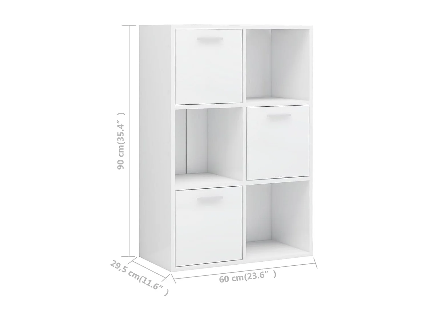 Armário de arrumação derivados de madeira branco brilhante