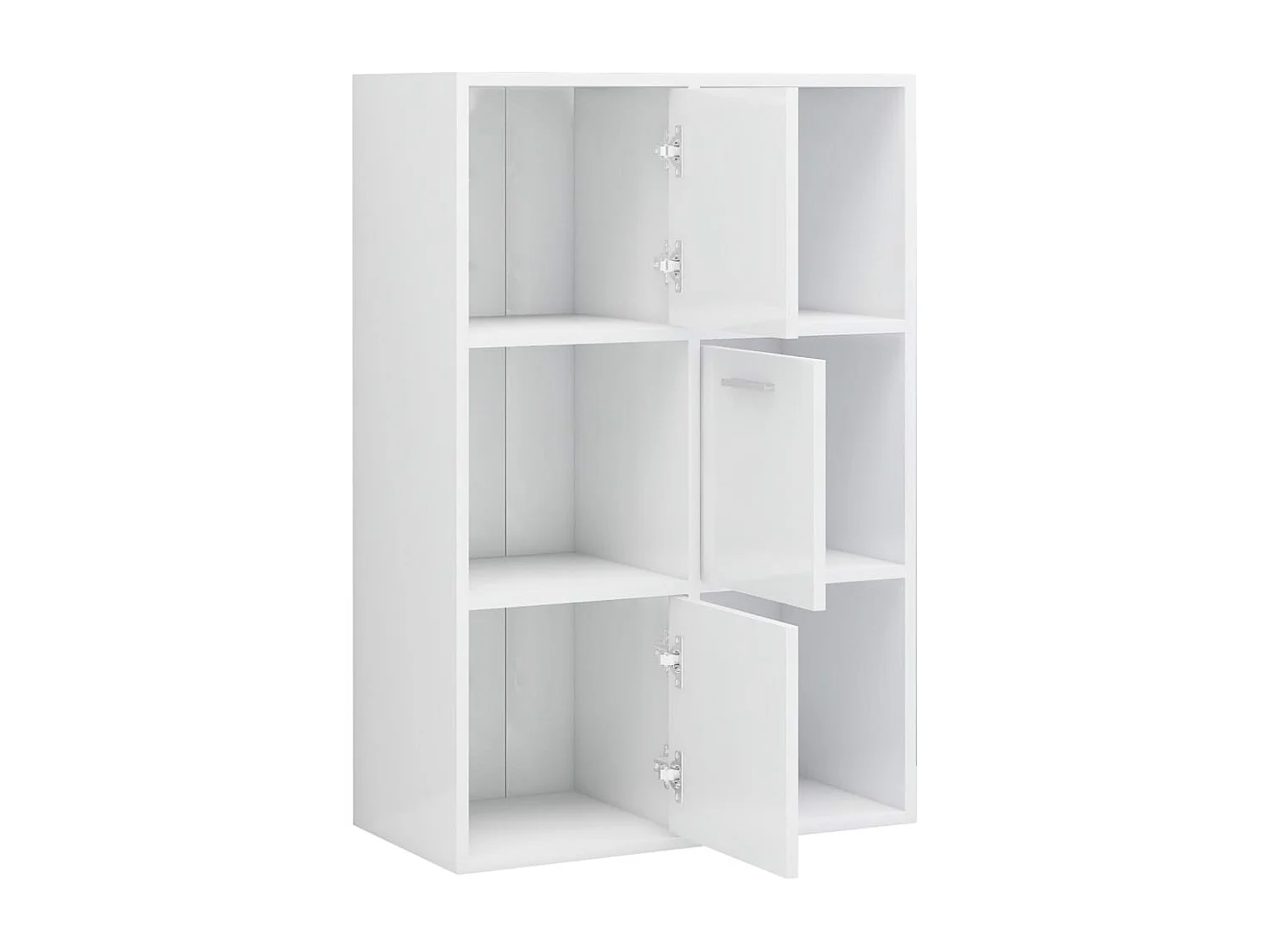 Armário de arrumação derivados de madeira branco brilhante