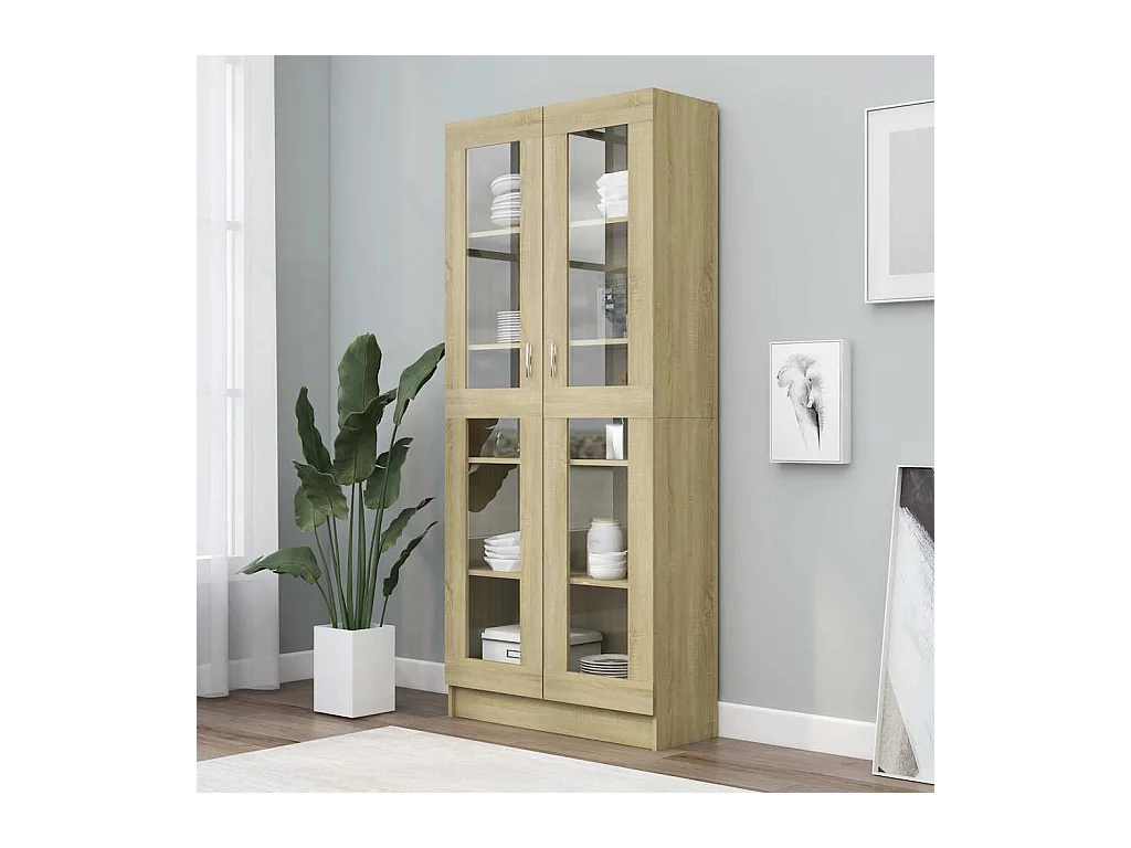 Armoire vitrine Chêne sonoma 82,5x30,5x185,5 cm Bois ingénierie