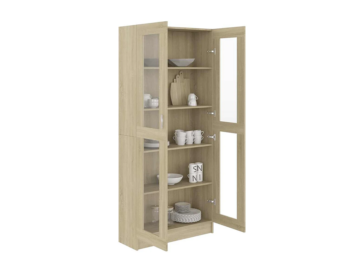 Vitrinekast 82,5x30,5x185 cm bewerkt hout sonoma eikenkleurig